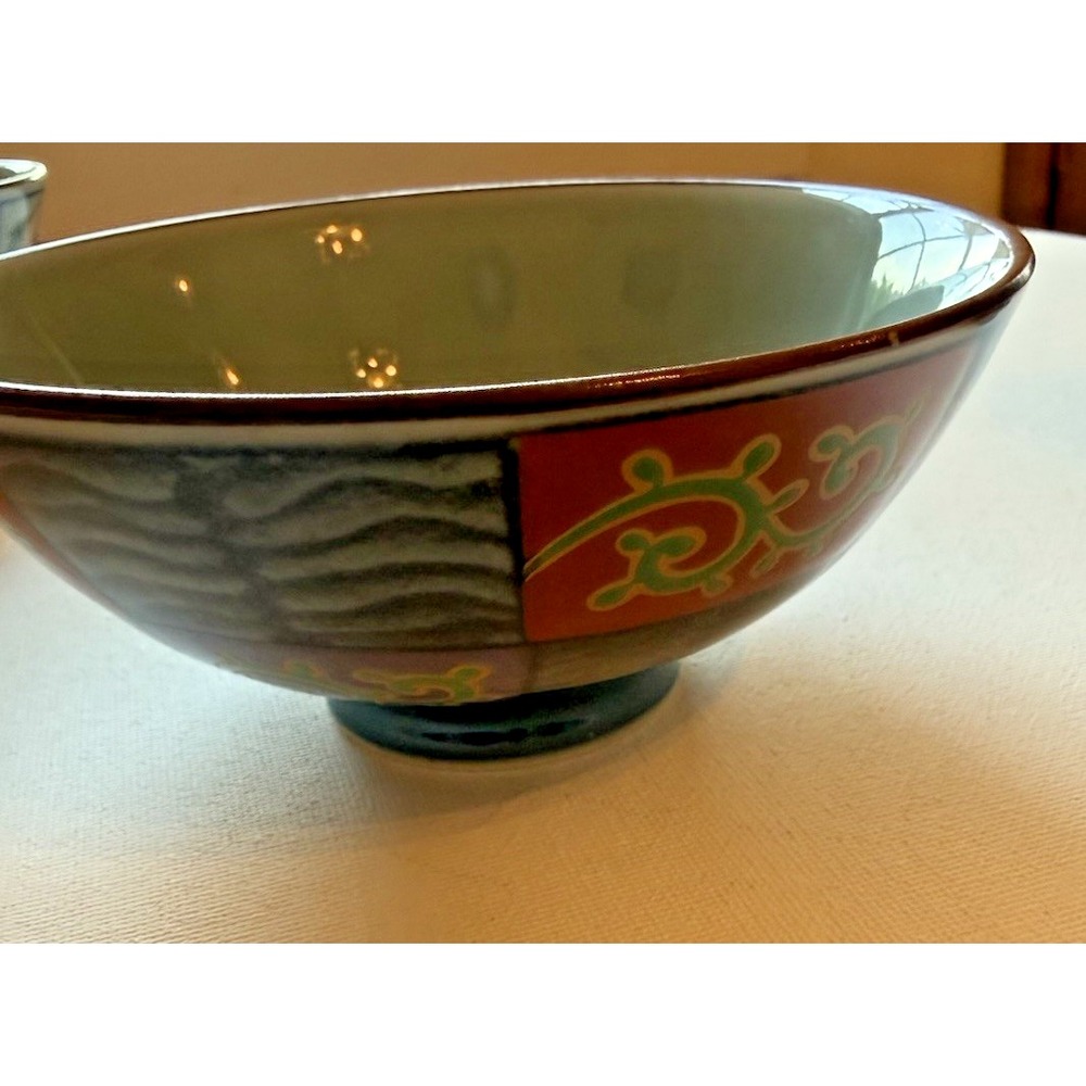 Yunomi Tea Cup & Rice Bowl Set VTG Arita Ware Orchid Kiln 10 Pc Japan Signed - Picture 3 of 16